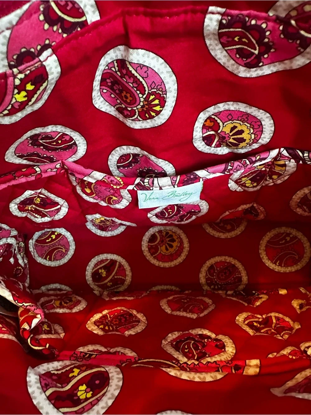 Vera Bradley Mandy Quilted Tote Bag Pink Red Rosy Posies Travel City Casual